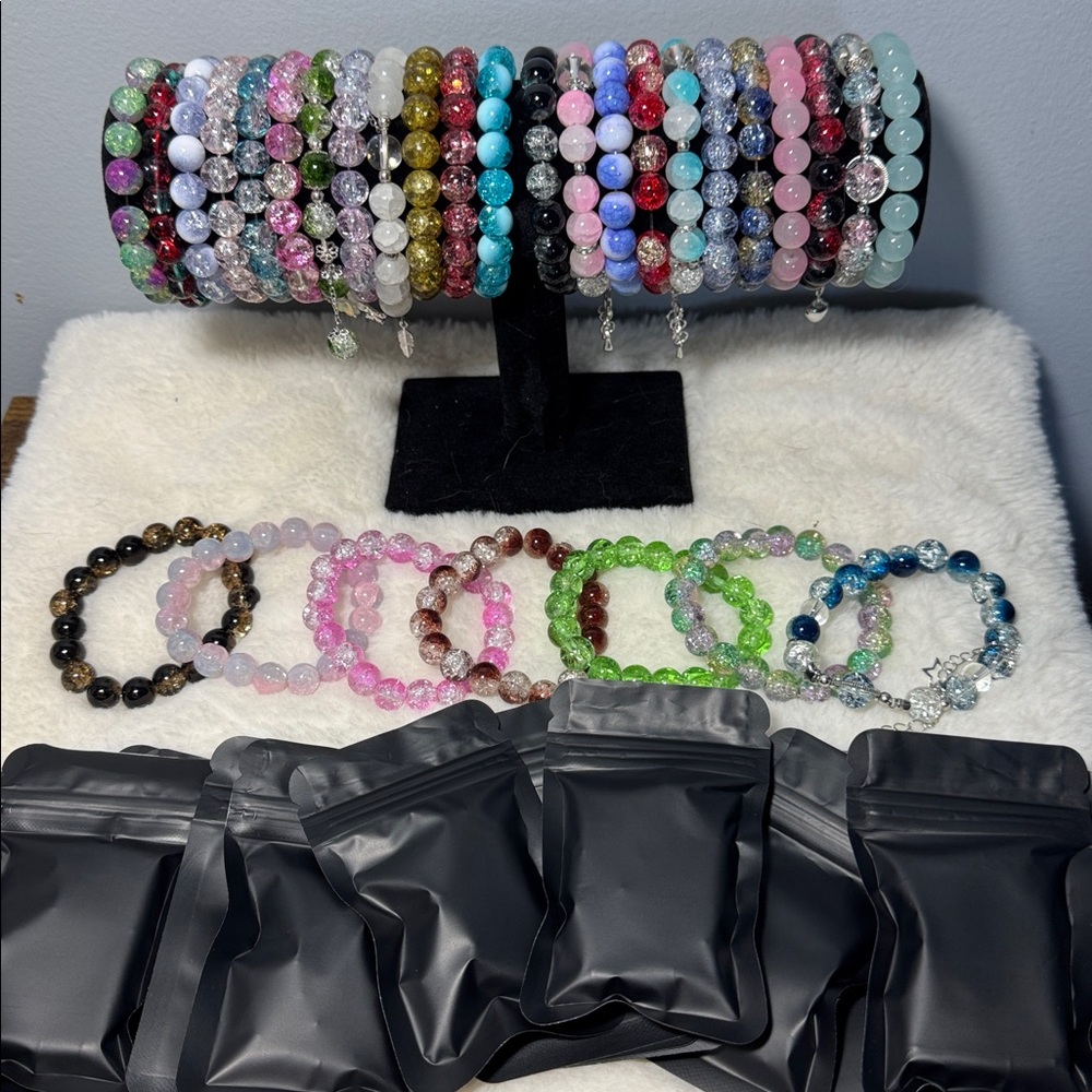 MYSTERY 10 Pack of Glass Bead Stretch Bracelets
